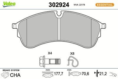 Juego de balatas de freno VALEO 302924