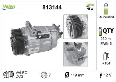 Compresor, aire acondicionado VALEO 813144
