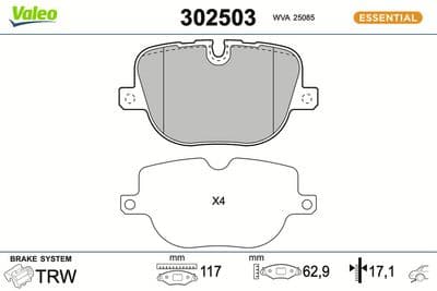 Juego de balatas de freno VALEO 302503