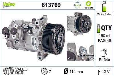 Compresor, aire acondicionado VALEO 813769