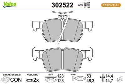 Juego de balatas de freno VALEO 302522