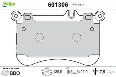 Juego de balatas de freno VALEO 601306