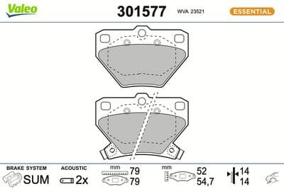 Juego de balatas de freno VALEO 301577