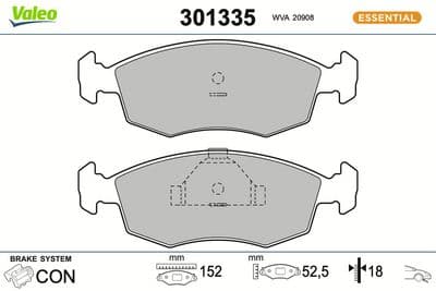 Juego de balatas de freno VALEO 301335