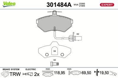 Juego de balatas de freno VALEO 301484A