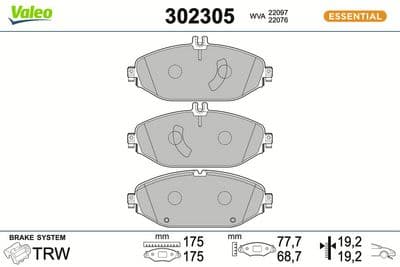 Juego de balatas de freno VALEO 302305