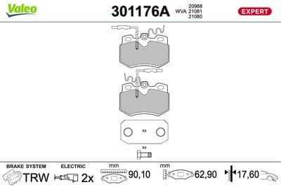 Juego de balatas de freno VALEO 301176A