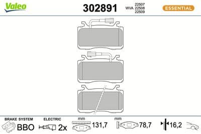 Juego de balatas de freno VALEO 302891
