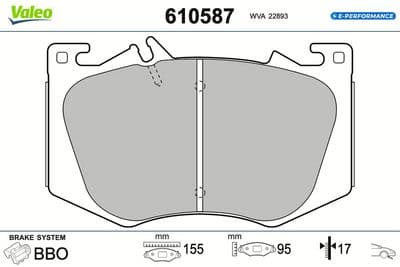 Juego de balatas de freno VALEO 610587
