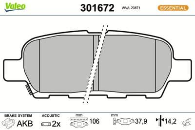 Juego de balatas de freno VALEO 301672