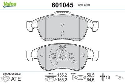 Juego de balatas de freno VALEO 601045
