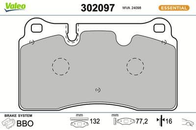Juego de balatas de freno VALEO 302097