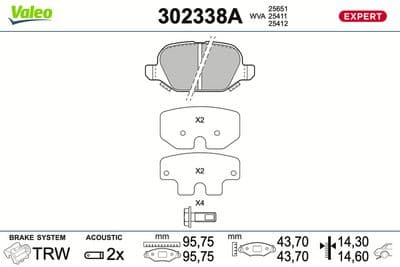 Juego de balatas de freno VALEO 302338A
