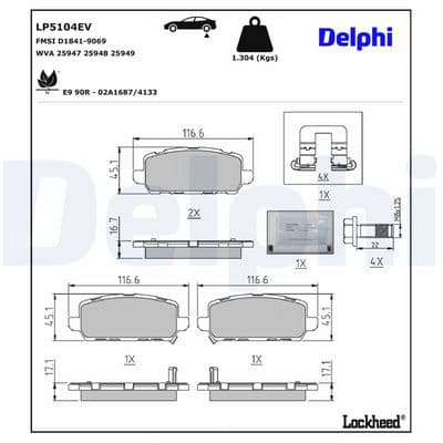 Juego de balatas de freno DELPHI LP5104EV