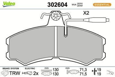 Juego de balatas de freno VALEO 302604