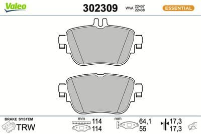 Juego de balatas de freno VALEO 302309