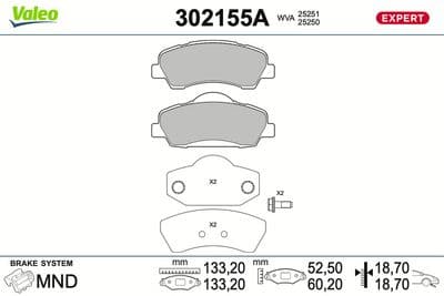 Juego de balatas de freno VALEO 302155A