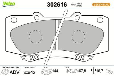 Juego de balatas de freno VALEO 302616
