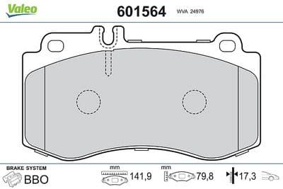 Juego de balatas de freno VALEO 601564