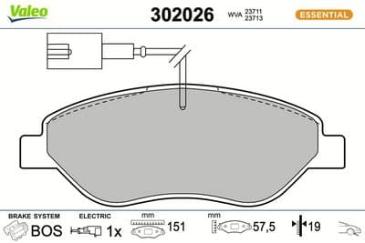 Juego de balatas de freno VALEO 302026