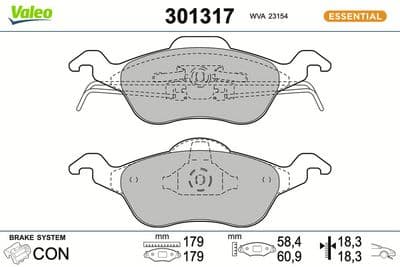 Juego de balatas de freno VALEO 301317