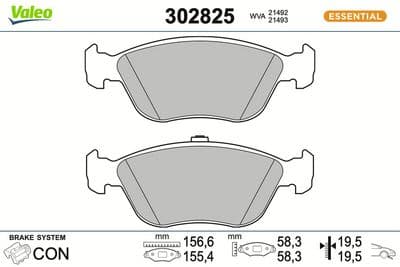 Juego de balatas de freno VALEO 302825