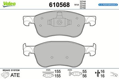 Juego de balatas de freno VALEO 610568