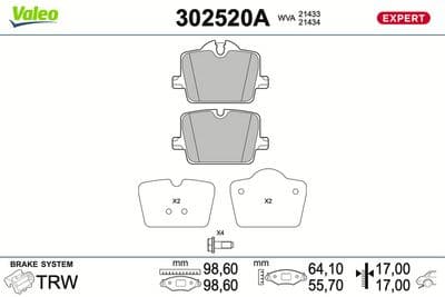 Juego de balatas de freno VALEO 302520A