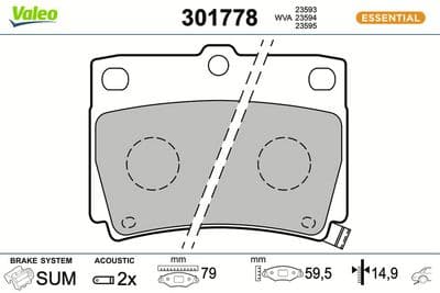 Juego de balatas de freno VALEO 301778