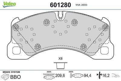 Juego de balatas de freno VALEO 601280