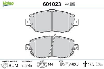 Juego de balatas de freno VALEO 601023