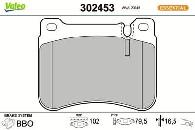 Juego de balatas de freno VALEO 302453