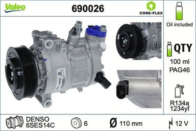 Compresor, aire acondicionado VALEO 690026