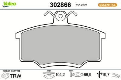 Juego de balatas de freno VALEO 302866