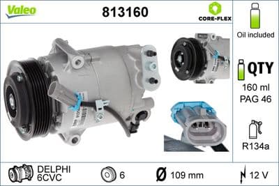 Compresor, aire acondicionado VALEO 813160