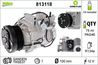 Compresor, aire acondicionado VALEO 813118