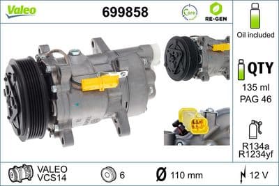 Compresor, aire acondicionado VALEO 699858