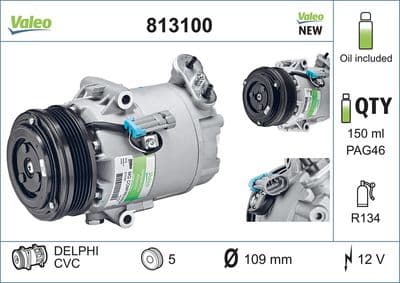 Compresor, aire acondicionado VALEO 813100