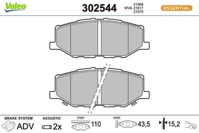Juego de balatas de freno VALEO 302544