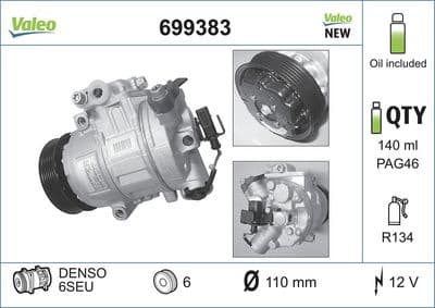 Compresor, aire acondicionado VALEO 699383
