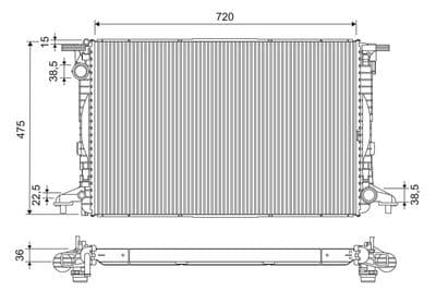 Radiador, refrigeración del motor VALEO 701309