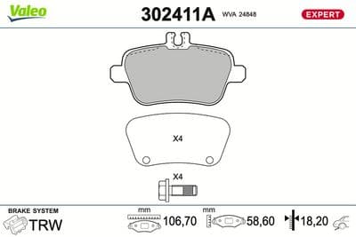Juego de balatas de freno VALEO 302411A