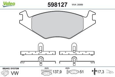 Juego de balatas de freno VALEO 598127