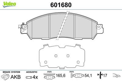 Juego de balatas de freno VALEO 601680