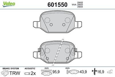 Juego de balatas de freno VALEO 601550