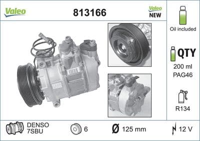 Compresor, aire acondicionado VALEO 813166