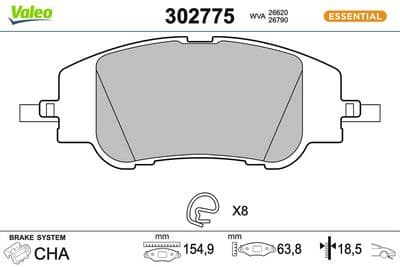 Juego de balatas de freno VALEO 302775