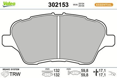 Juego de balatas de freno VALEO 302153