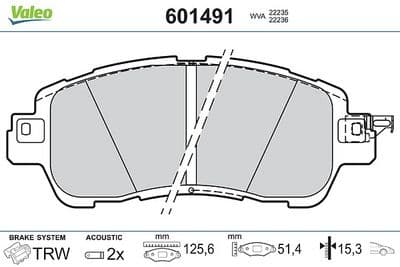 Juego de balatas de freno VALEO 601491