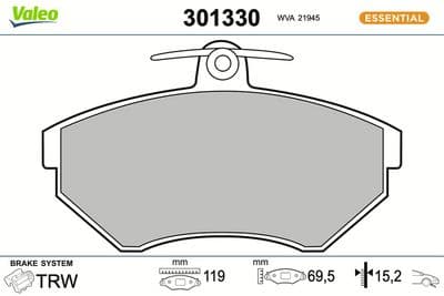 Juego de balatas de freno VALEO 301330